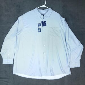 George Shirt Mens 3XL Blue Striped Long Sleeve Performance Dress Stretch Collar